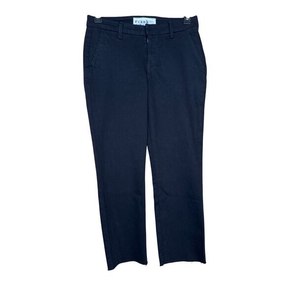 Frank & Eileen Black Stretch Crop Pants Size 4 Frayed Hem Quiet Luxury, - Picture 1 of 8
